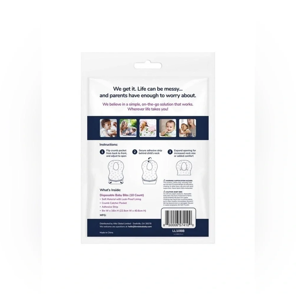 LinnieLou Disposable Baby Bibs - 10 Count